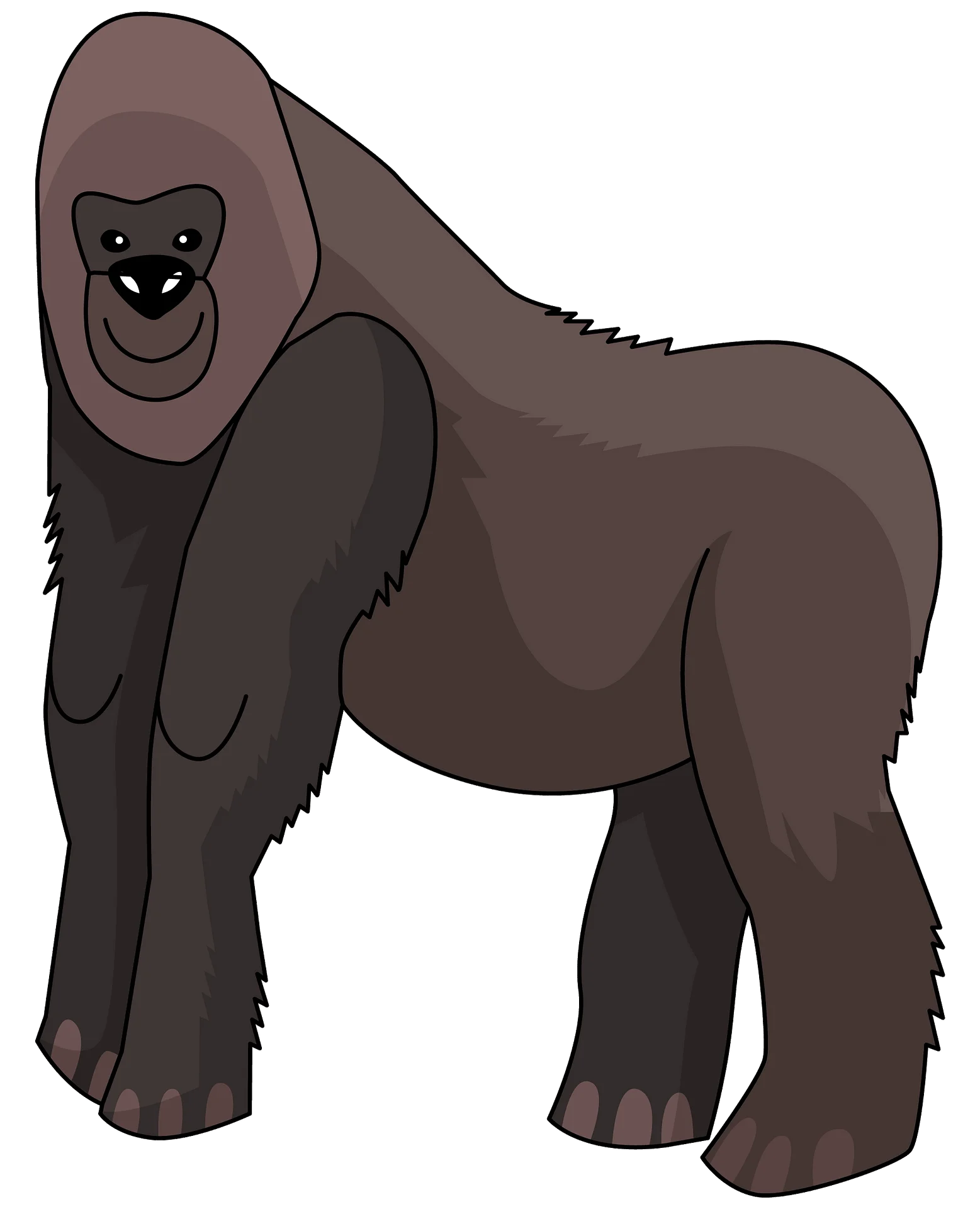 Minimalist Dark Gray Gorilla Clipart Illustration with Soft Contours