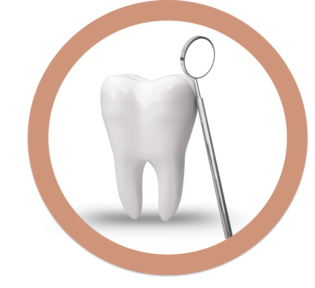 Minimalist Dental Examination Clipart with Tooth and Dental Mirror Instrument