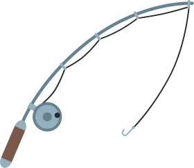 Minimalist Fishing Pole Clipart Illustration with Elegant Curved Design