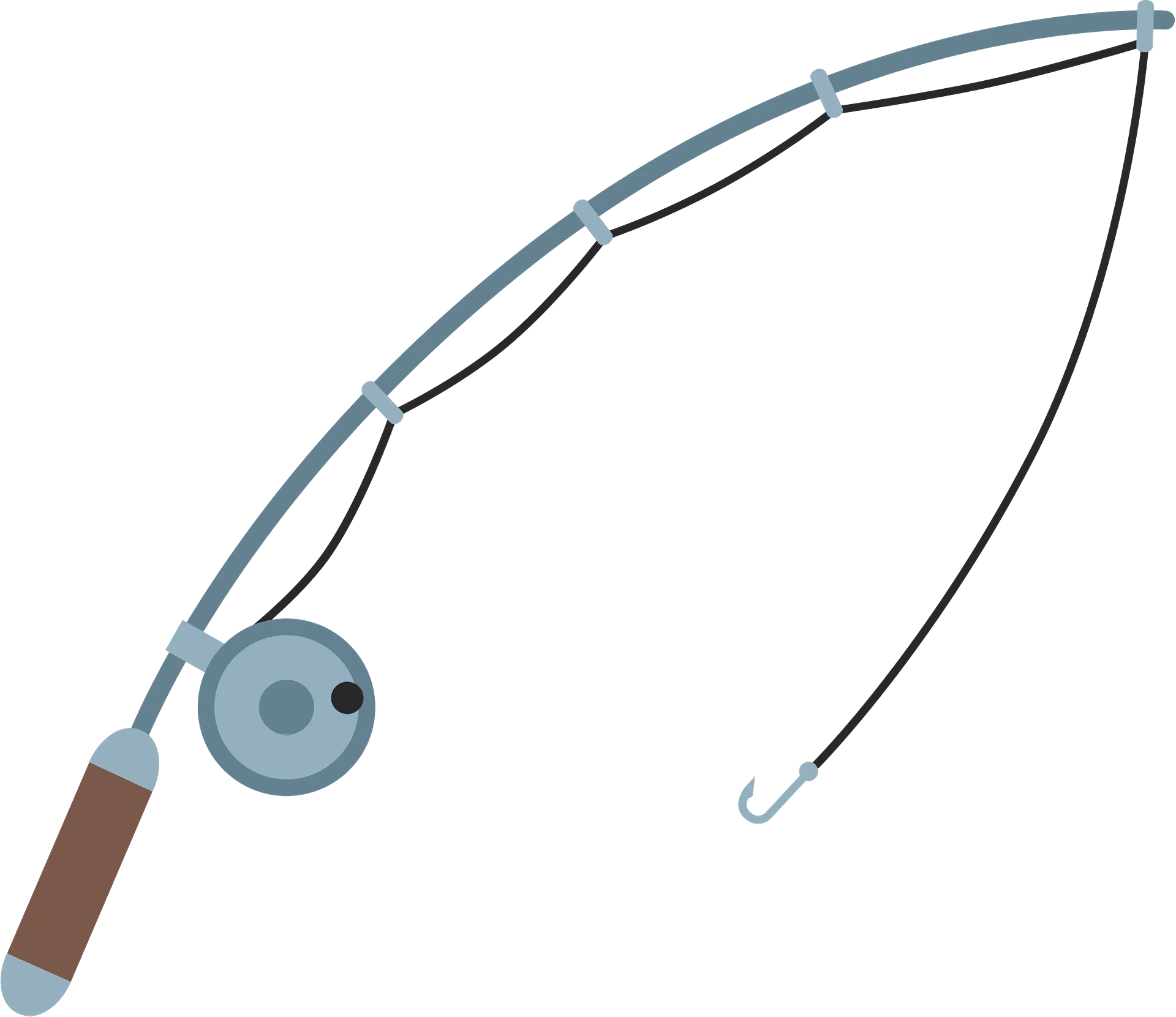 Minimalist Fishing Pole Clipart Illustration with Elegant Curved Design