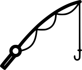 Minimalist Fishing Pole Clipart with Simple Linear Design and Hook Illustration