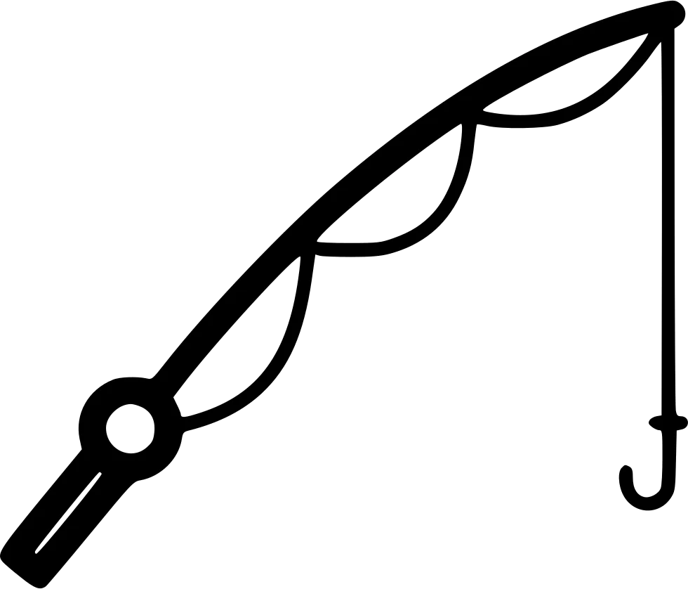Minimalist Fishing Pole Clipart with Simple Linear Design and Hook Illustration