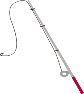 Minimalist Fishing Pole Clipart with Sleek Linear Design and Curved Line