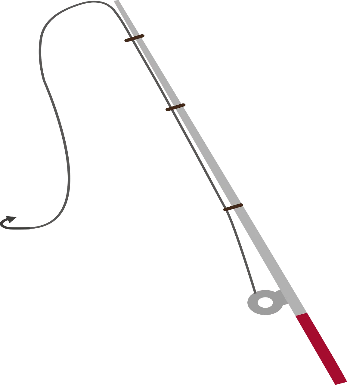 Minimalist Fishing Pole Clipart with Sleek Linear Design and Curved Line