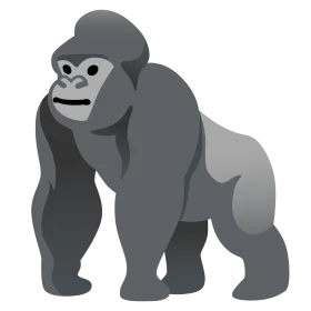 Minimalist Gray Gorilla Clipart: Stylized Primate Graphic Design Illustration