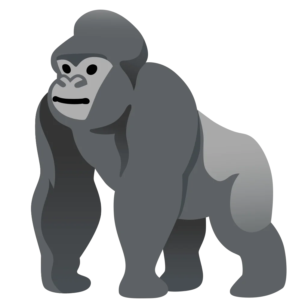 Minimalist Gray Gorilla Clipart: Stylized Primate Graphic Design Illustration