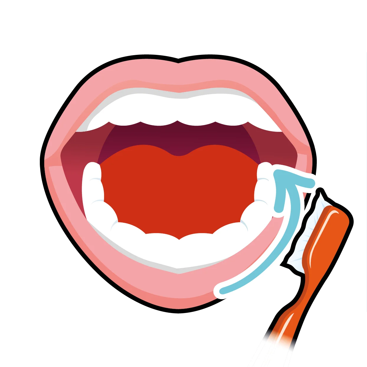 Open Mouth Dental Health Illustration Showing Teeth and Oral Hygiene Clipart