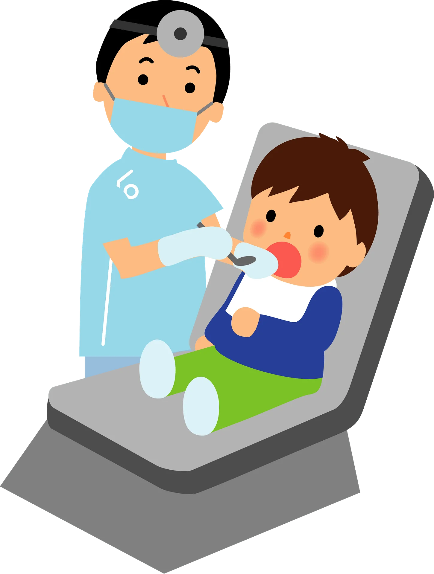 Pediatric Dental Checkup Cartoon Clipart: Child's First Dental Examination Experience