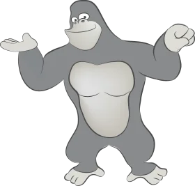 Playful Cartoon Gray Gorilla Clipart Character with Expressive Pose