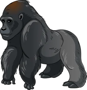 Powerful Monochromatic Gorilla Clipart Illustration of Muscular Primate