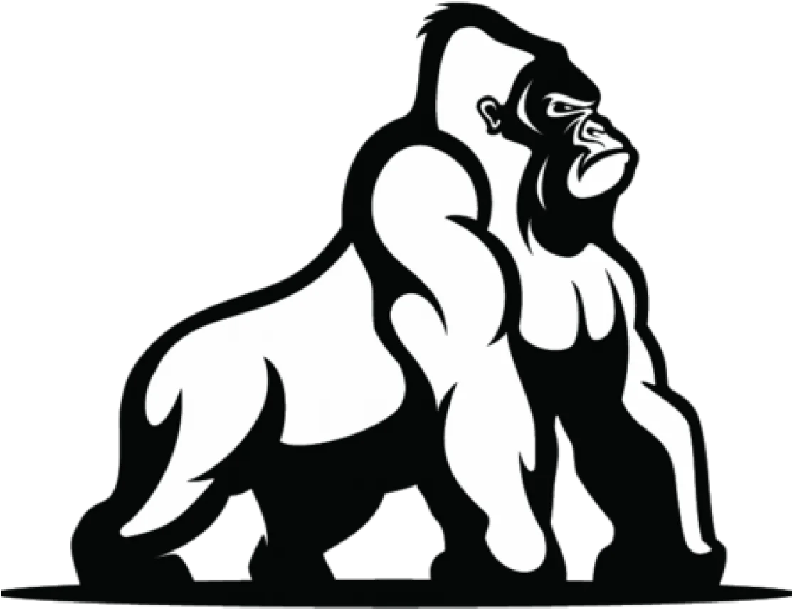 Powerful Monochrome Gorilla Silhouette Clipart Illustration of Wild Strength
