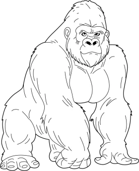 Powerful Silverback Gorilla Monochrome Illustration Clipart Design