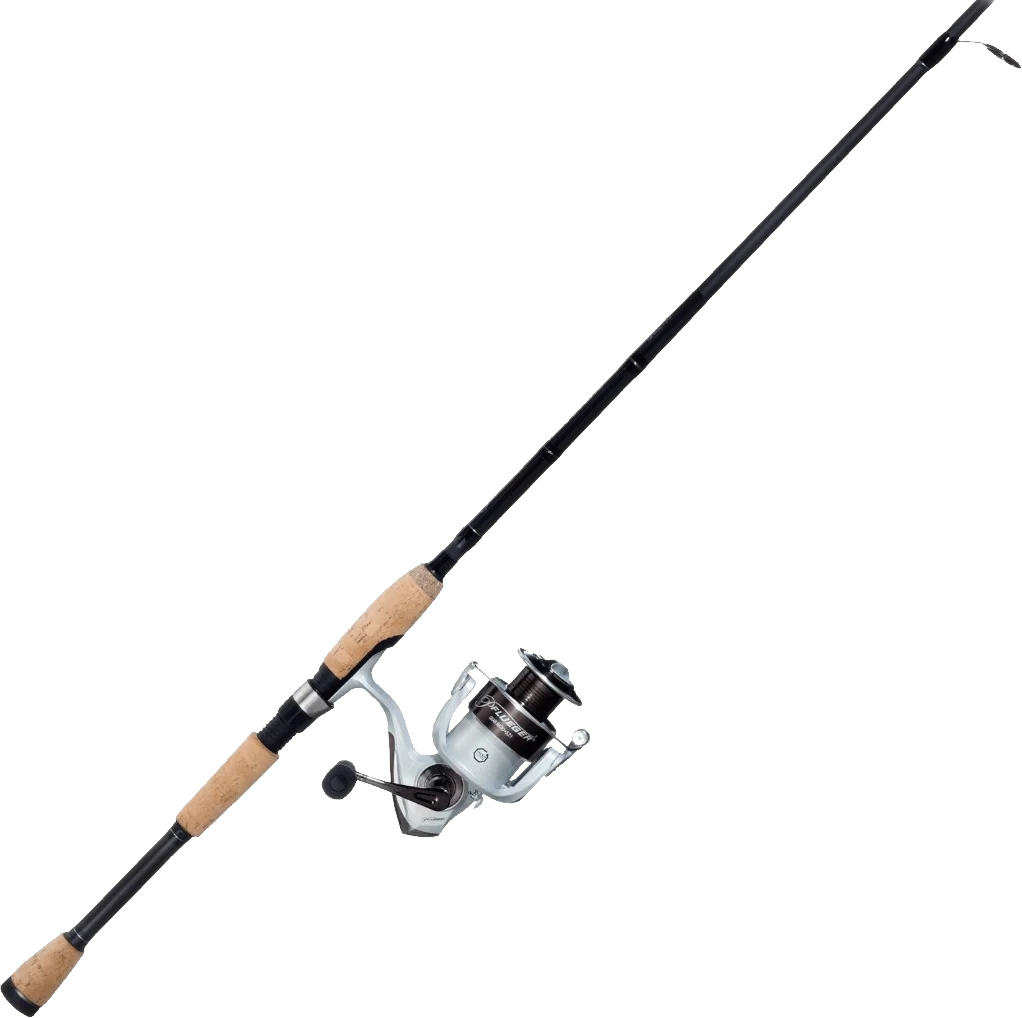 Professional Fishing Pole Clipart with Sleek Silver Spinning Reel and Wooden Handle