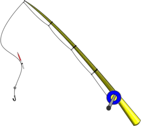 Realistic Fishing Pole Clipart Illustration with Detailed Line and Hook Design