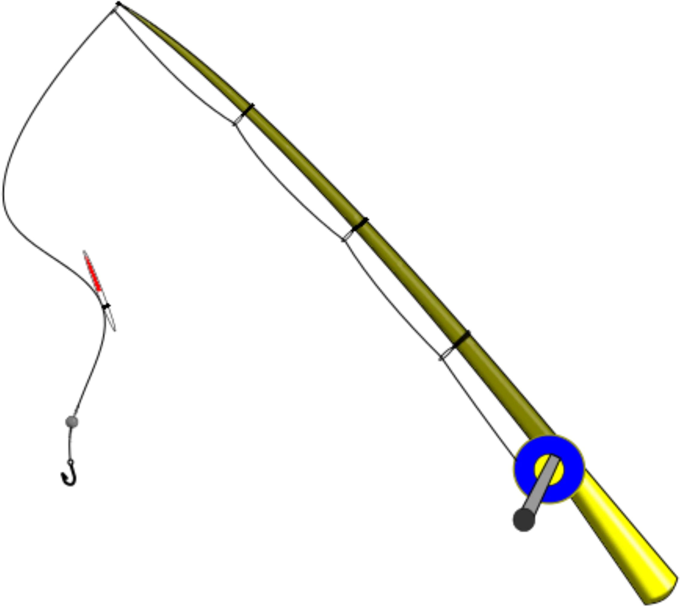 Realistic Fishing Pole Clipart Illustration with Detailed Line and Hook Design