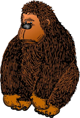 Rugged Wilderness Wanderer: A Detailed Orangutan Clipart Illustration