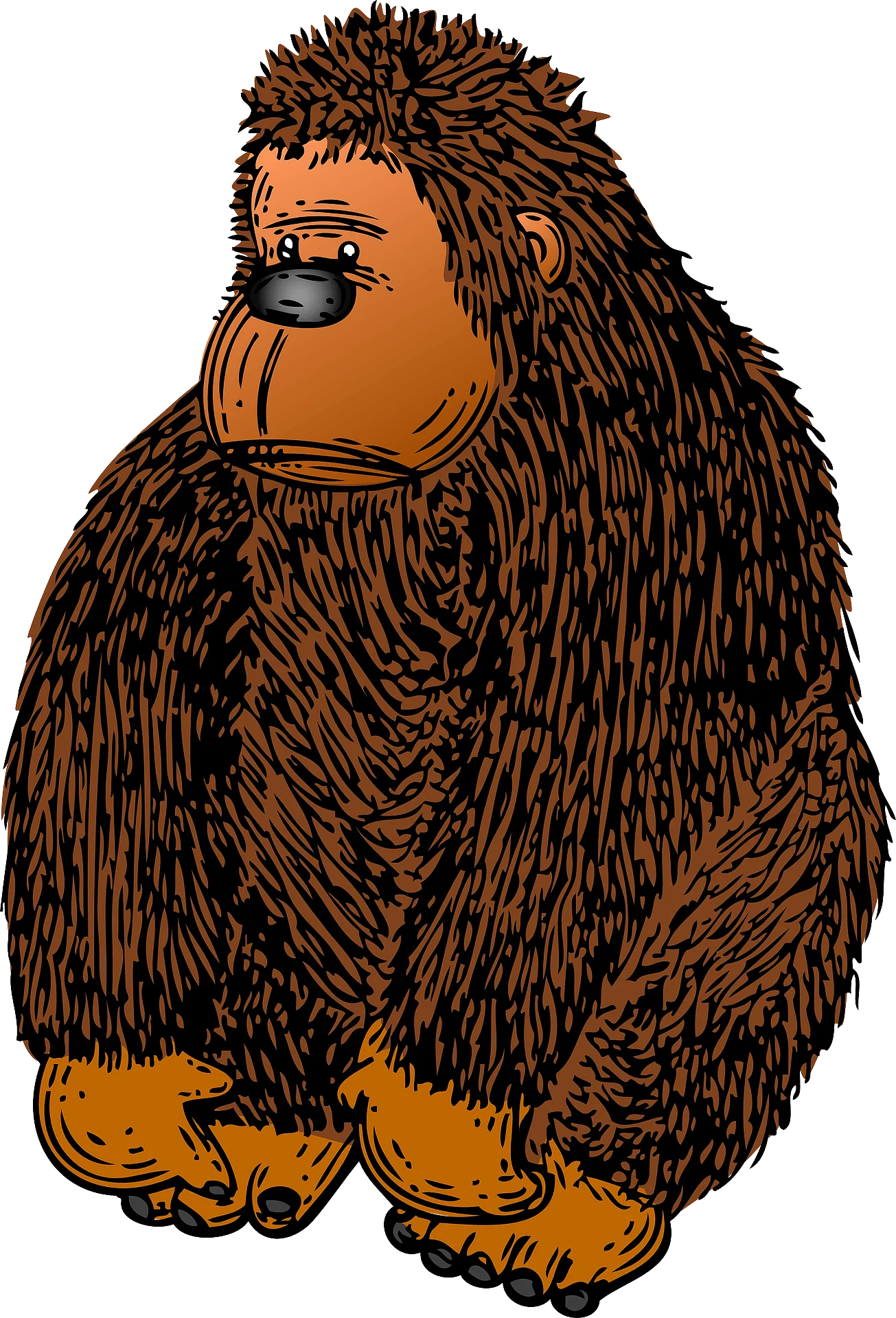 Rugged Wilderness Wanderer: A Detailed Orangutan Clipart Illustration