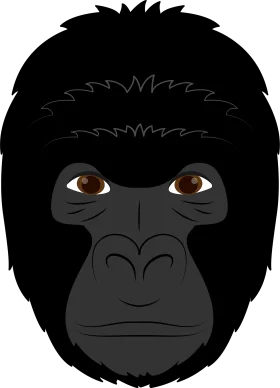 Serene Mountain Gorilla Face Minimalist Black and White Clipart Illustration