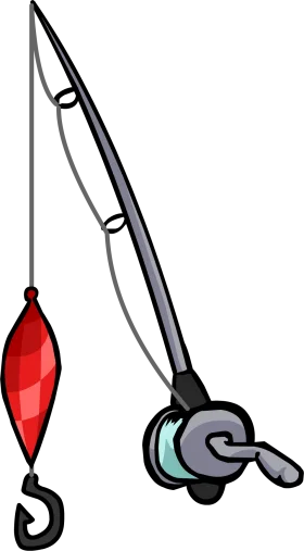 Simple Fishing Pole and Lure Clipart Illustration with Stylized Design