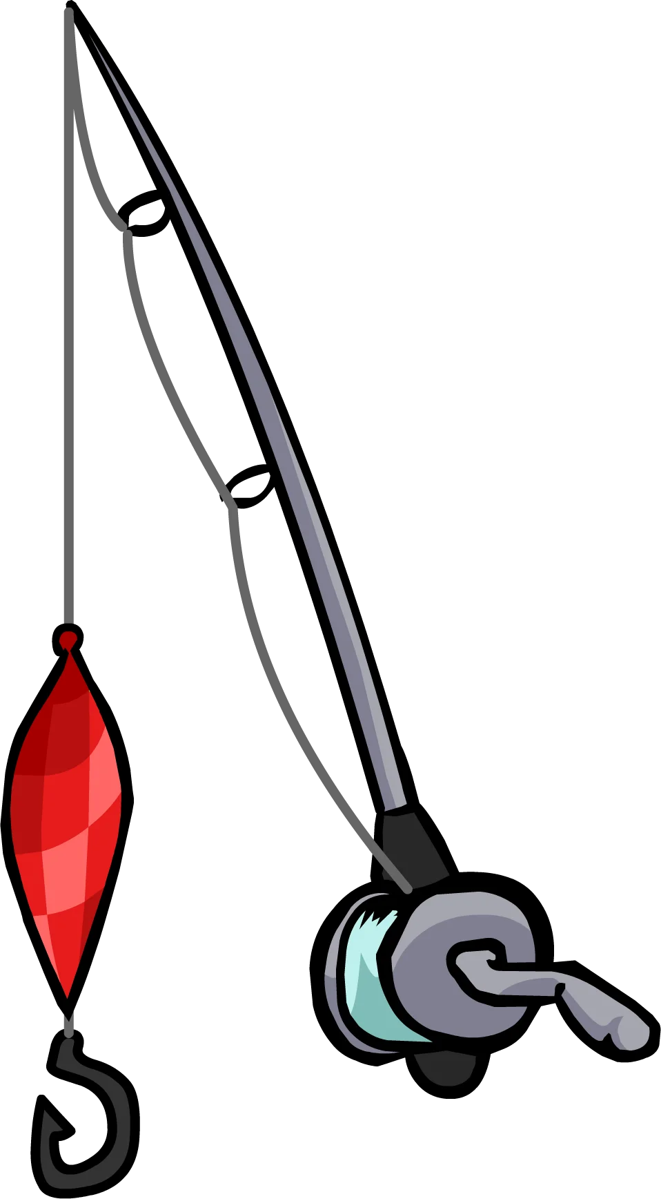 Simple Fishing Pole and Lure Clipart Illustration with Stylized Design
