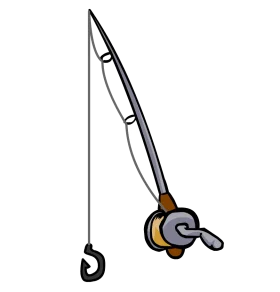 Simple Minimalist Fishing Pole Clipart with Basic Design Elements