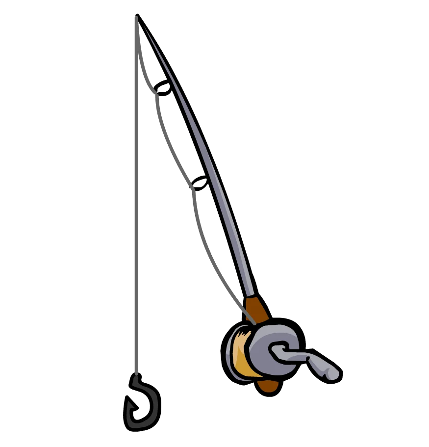 Simple Minimalist Fishing Pole Clipart with Basic Design Elements
