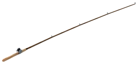 Simple Minimalist Fishing Pole Clipart with Sleek Wooden Handle Design