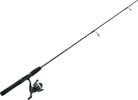 Sleek Black Fishing Pole and Reel Clipart - Minimalist Angling Equipment Design