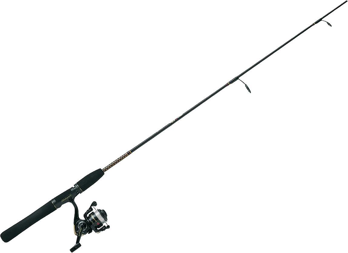 Sleek Black Fishing Pole and Reel Clipart - Minimalist Angling Equipment Design
