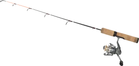 Sleek Ice Fishing Pole Clipart with Spinning Reel and Wooden Handle