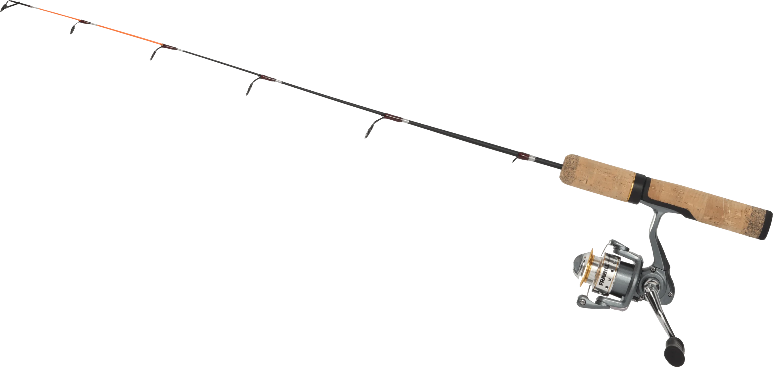 Sleek Ice Fishing Pole Clipart with Spinning Reel and Wooden Handle