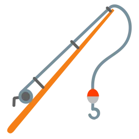 Sleek Orange and Gray Fishing Pole Clipart with Simple Modern Design