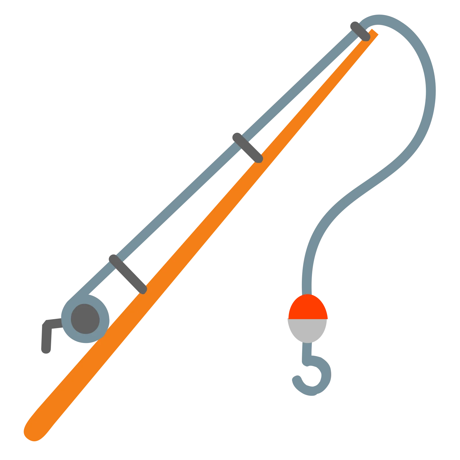 Sleek Orange and Gray Fishing Pole Clipart with Simple Modern Design