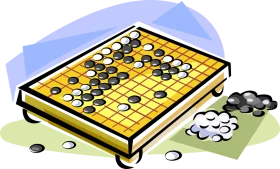 Strategic Board Game Clipart Illustration with Game Pieces on Grid Board