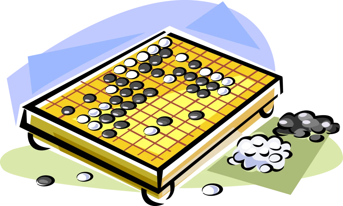 Strategic Board Game Clipart Illustration with Game Pieces on Grid Board