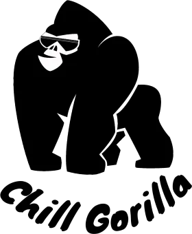Stylish Chill Gorilla Black and White Minimalist Clipart Design