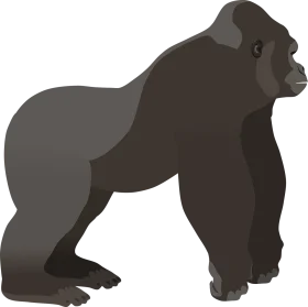 Stylized Monochrome Gorilla Clipart Illustration with Minimal Design