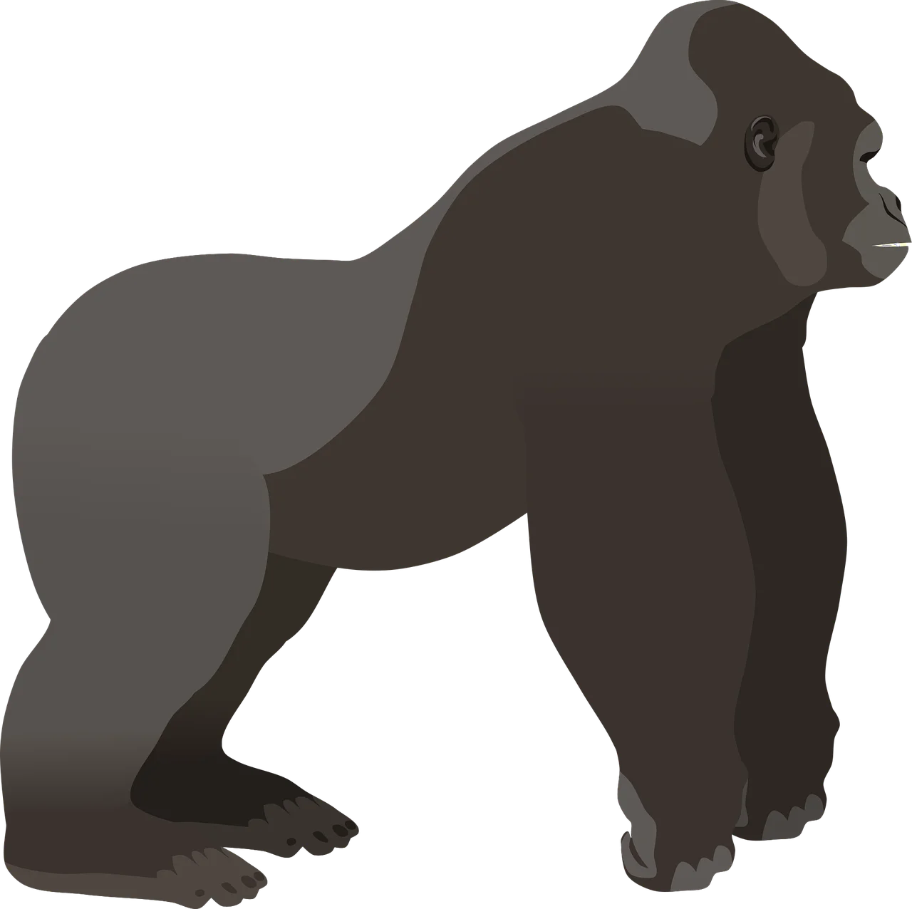 Stylized Monochrome Gorilla Clipart Illustration with Minimal Design