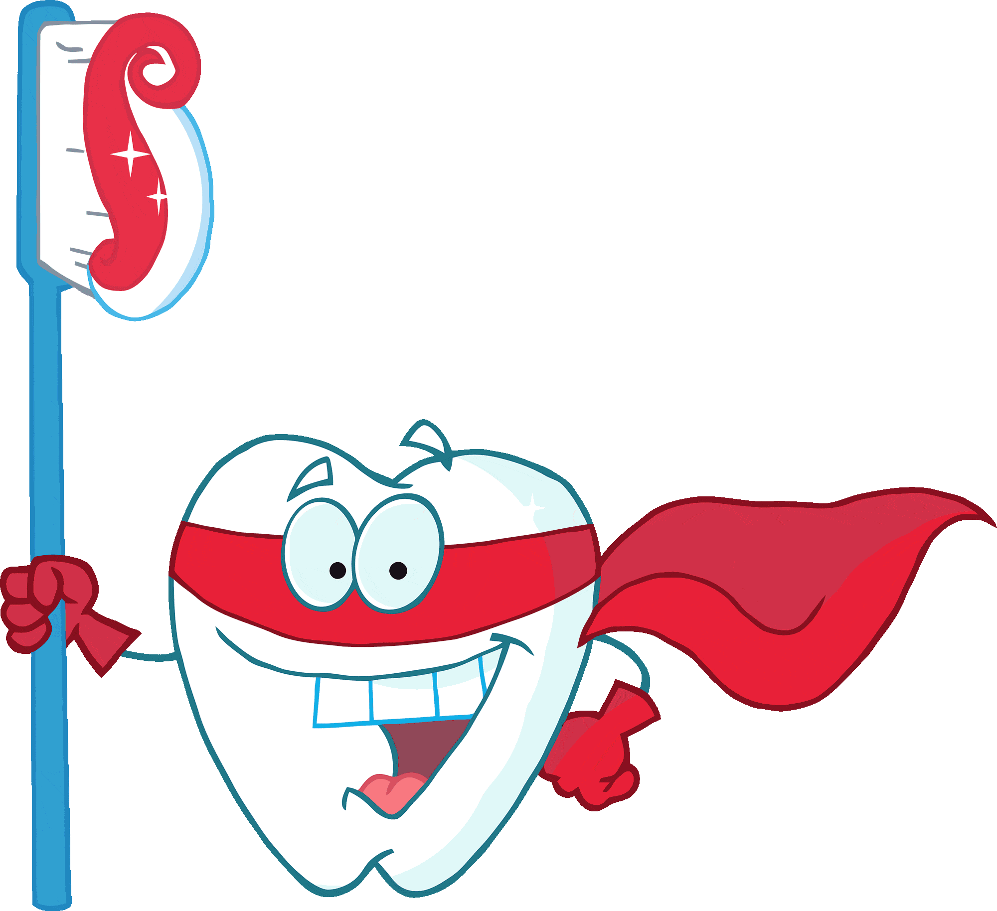 Superhero Dental Tooth Mascot Clipart - Brave Smiling Dental Character with Cape