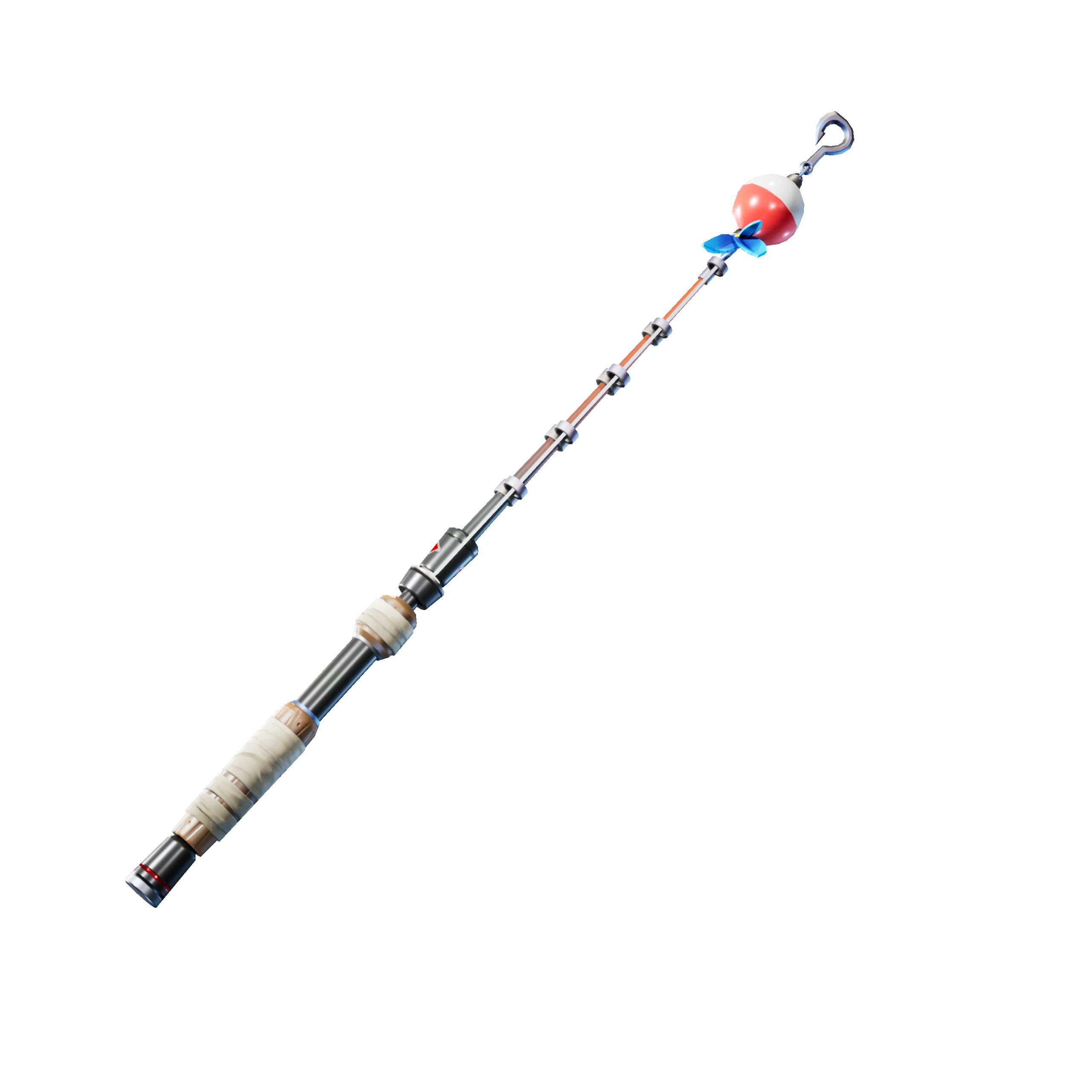 Telescopic Fishing Pole Clipart with Blue and Red Bobber Accent