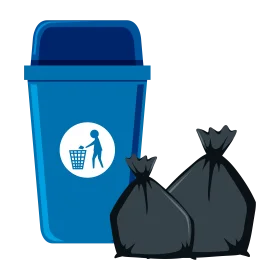 Blue Urban Waste Management Clipart Highlighting Recycling and Disposal