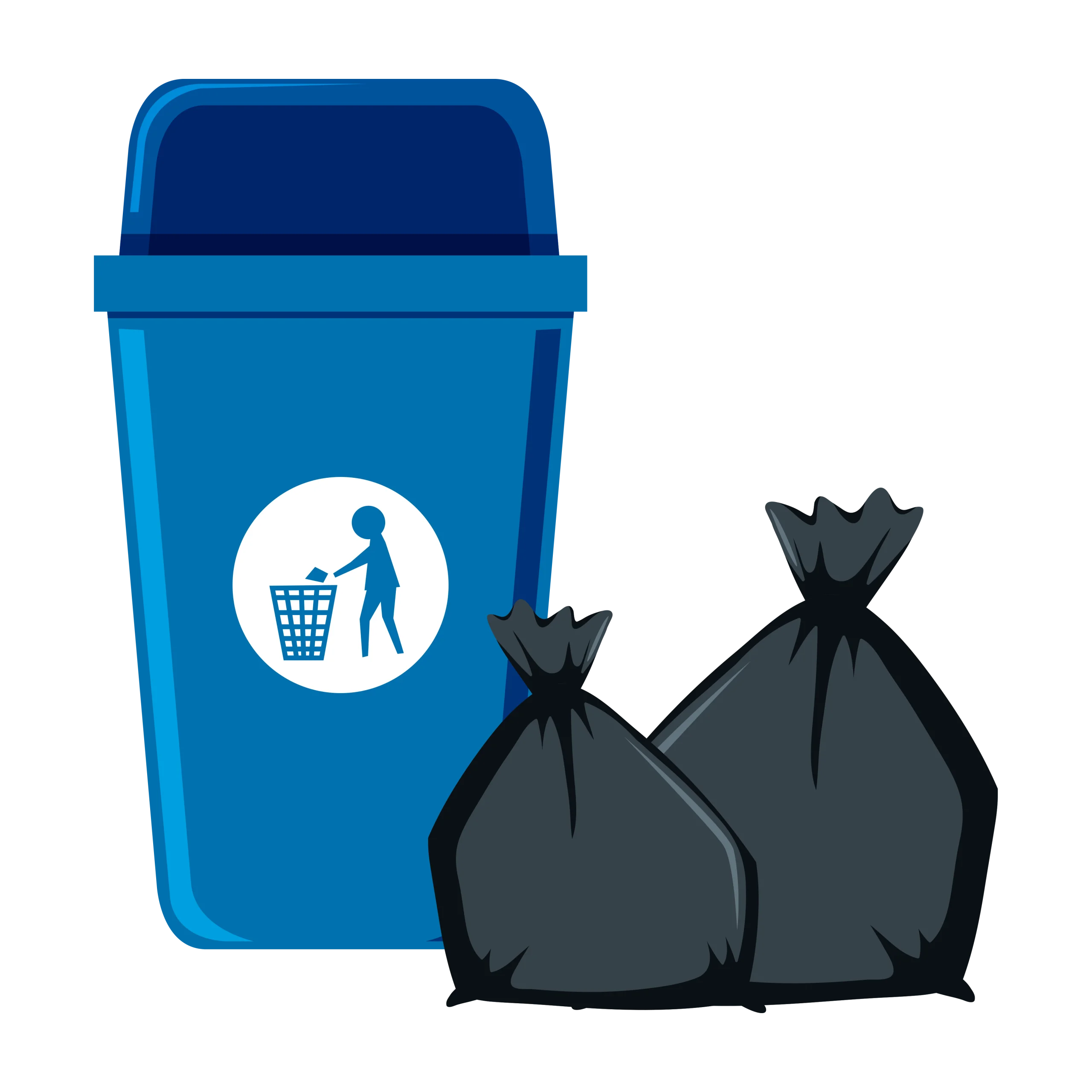 Blue Urban Waste Management Clipart Highlighting Recycling and Disposal