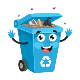 Cheerful Blue Recycling Bin Clipart Character with Expressive Personality
