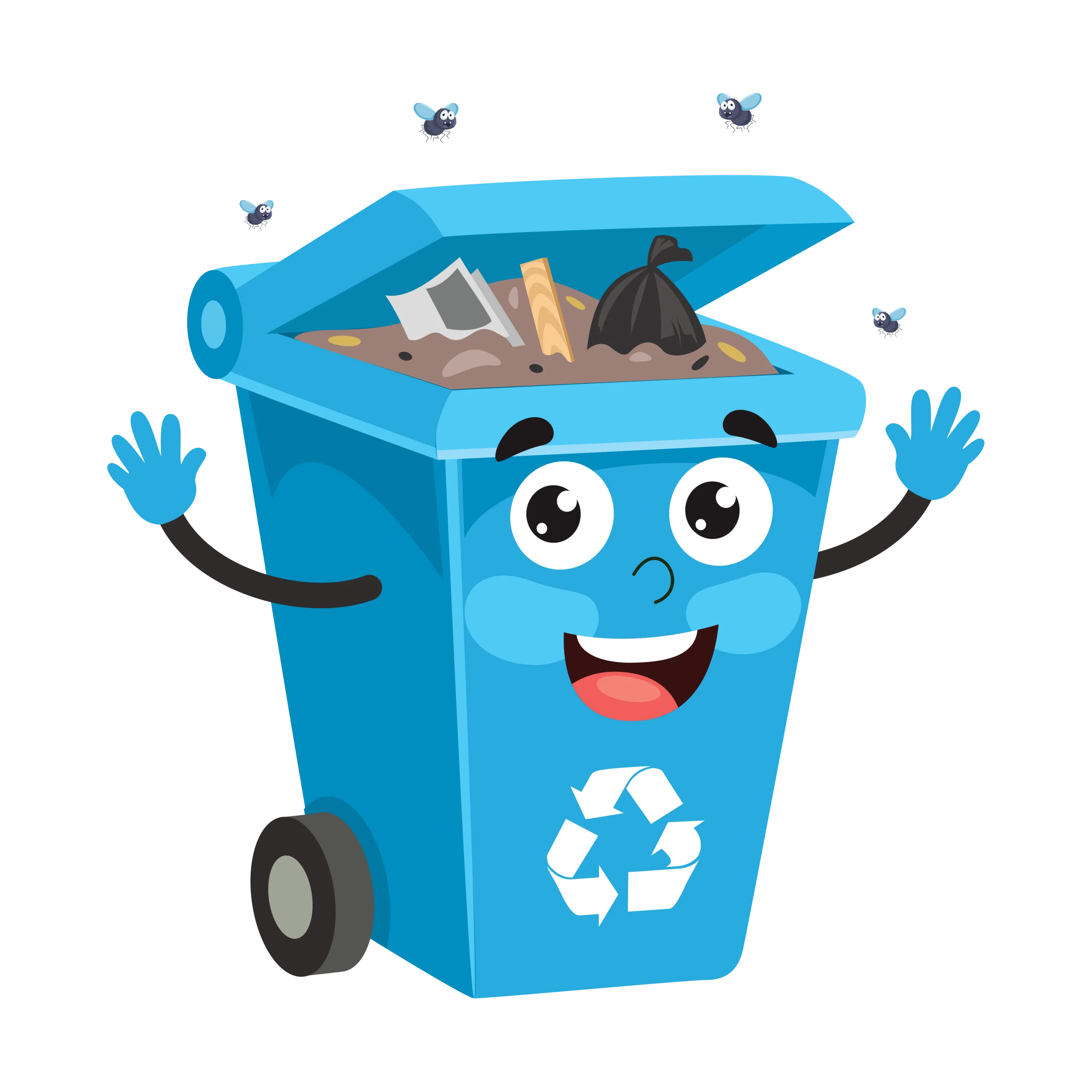 Cheerful Blue Recycling Bin Clipart Character with Expressive Personality