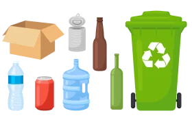 Comprehensive Waste Segregation and Recycling Materials Clipart Collection