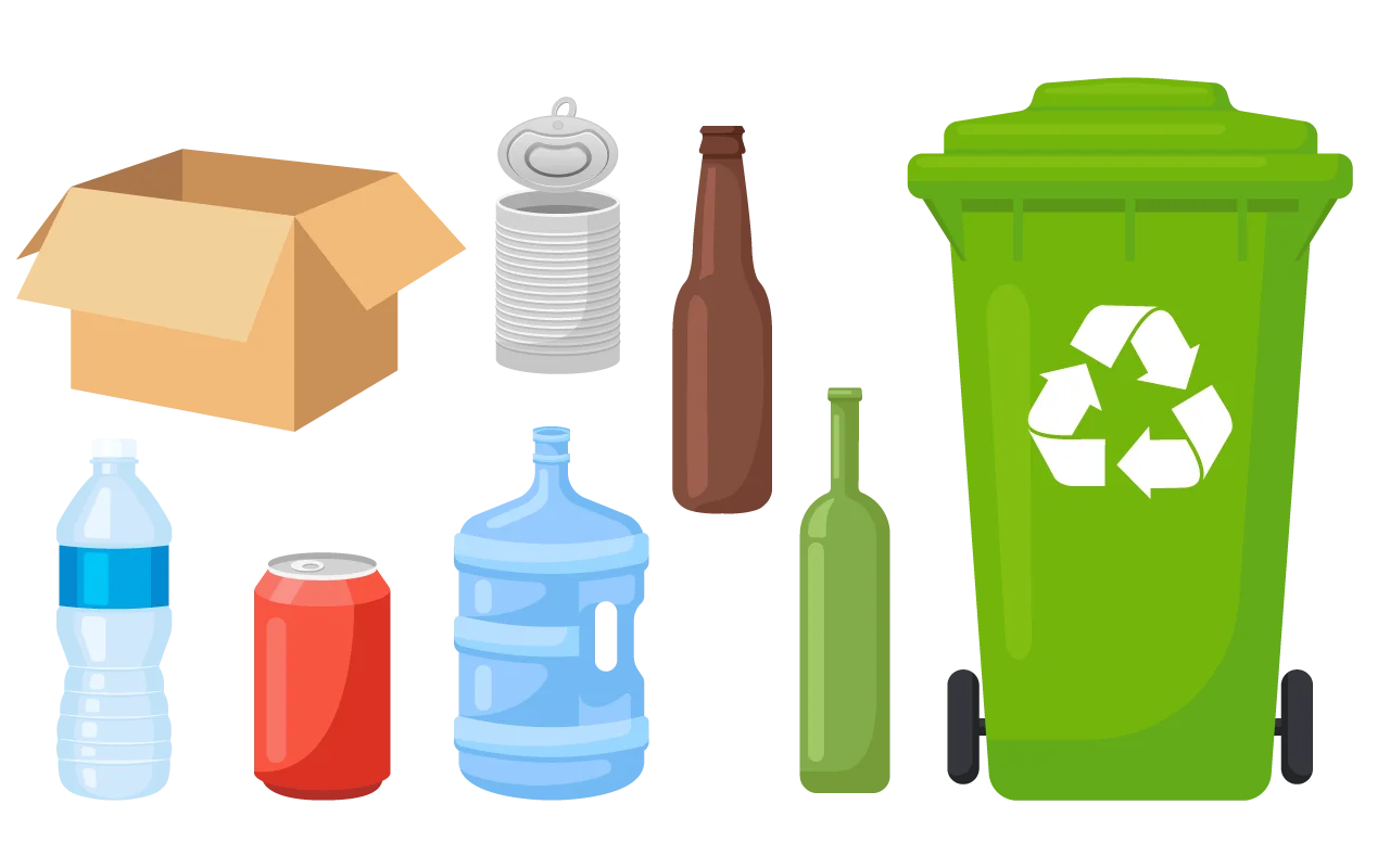 Comprehensive Waste Segregation and Recycling Materials Clipart Collection
