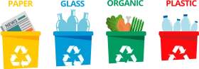 Comprehensive Waste Sorting Clipart: Recycling Bins for Sustainable Waste Management
