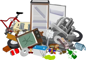 Eclectic Junk Pile Clipart: A Whimsical Assemblage of Discarded Everyday Objects