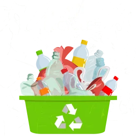 Eco-Friendly Recycling Bin Filled with Colorful Plastic Bottles Clipart Illustration