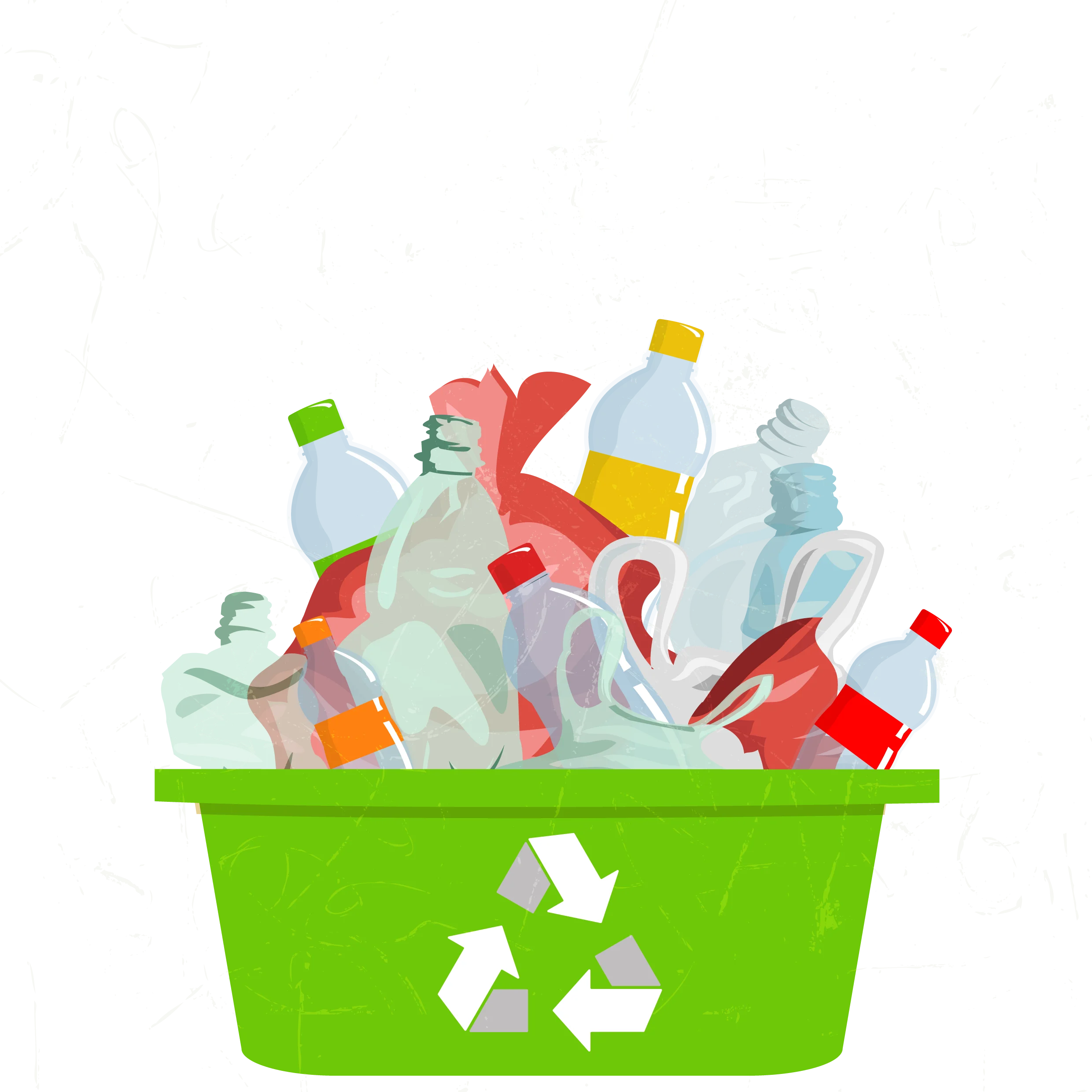Eco-Friendly Recycling Bin Filled with Colorful Plastic Bottles Clipart Illustration